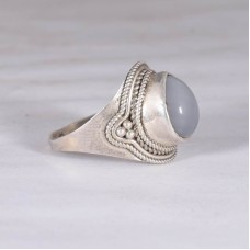 Gray moonstone ring, gemstone ring, silver ring